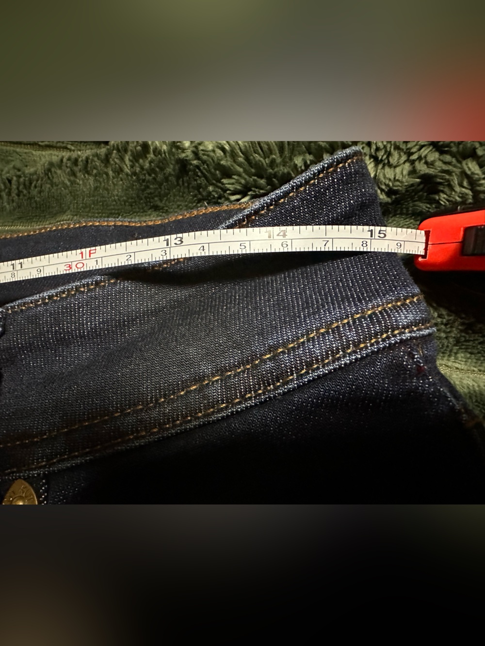 Kut from the Kloth Dark Blue Cropped Jeans with Red Cuff - Picture 8 of 10